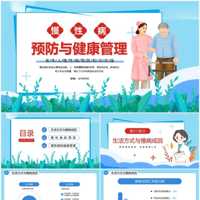 蓝色卡医疗慢性病预防与健康管理PPT模板 蓝色卡医疗慢性病预防与健康管理PPT模板