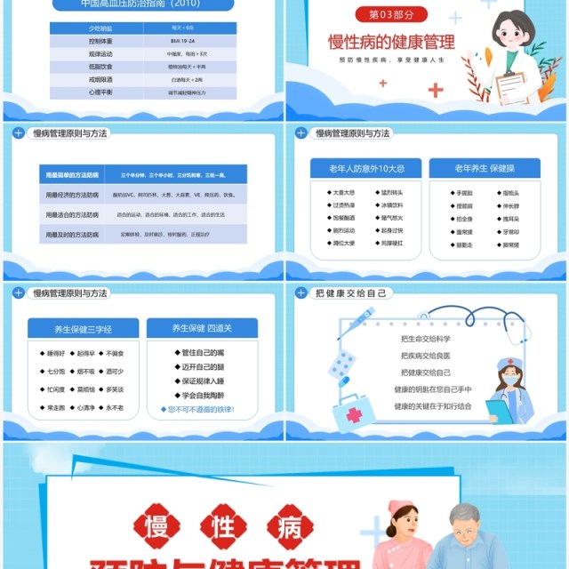 蓝色卡医疗慢性病预防与健康管理PPT模板 蓝色卡医疗慢性病预防与健康管理PPT模板