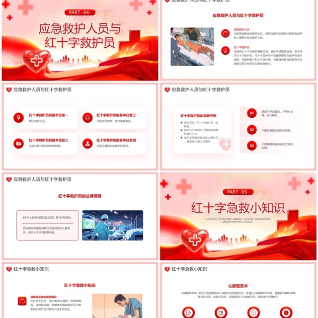 红色简约风红十字应急救护PPT模板 红色简约风红十字应急救护PPT模板
