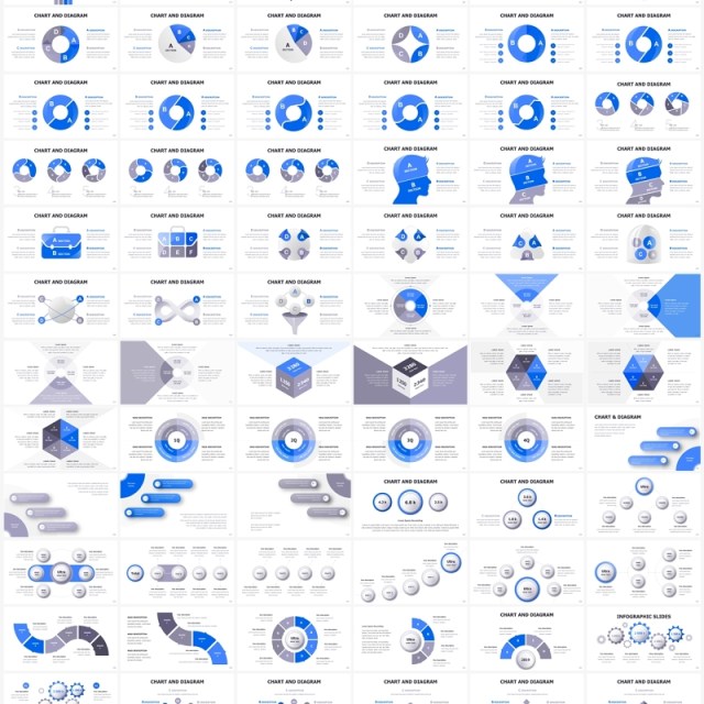 600多页蓝色多功能公司企业市场调查报告分析拼图时间轴信息图表创意图片排版PPT模板素材