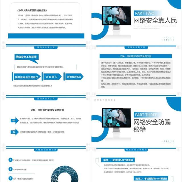 蓝色简约风网络安全共享文明PPT模板 蓝色简约风网络安全共享文明PPT模板