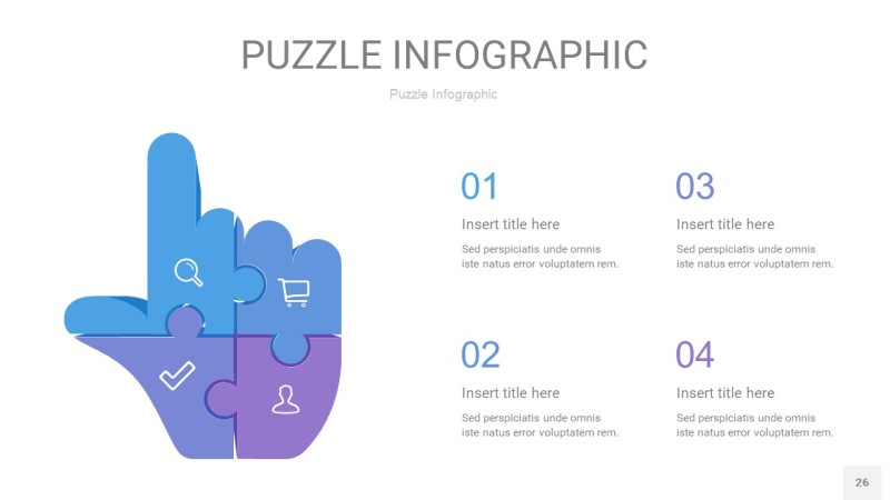 蓝紫色拼图PPT图表26