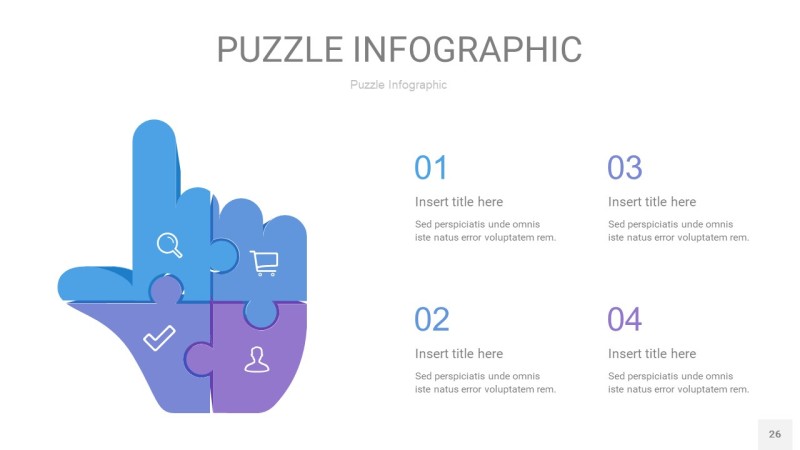 蓝紫色拼图PPT图表26