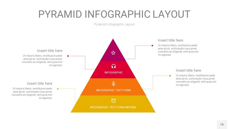 红黄色3D金字塔PPT信息图表18