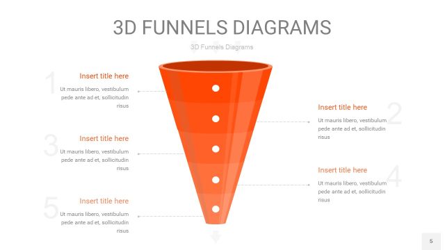 橘红色3D漏斗PPT信息图表5