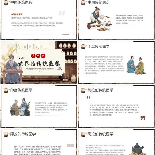 棕色中国风世界传统医药日PPT模板 棕色中国风世界传统医药日PPT模板