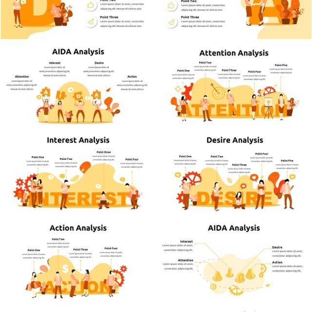 推销销售模式信息图PPT模板AIDA Orange