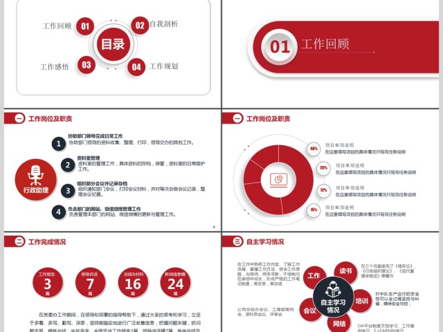 2017年红色大气述职报告通用PPT模板