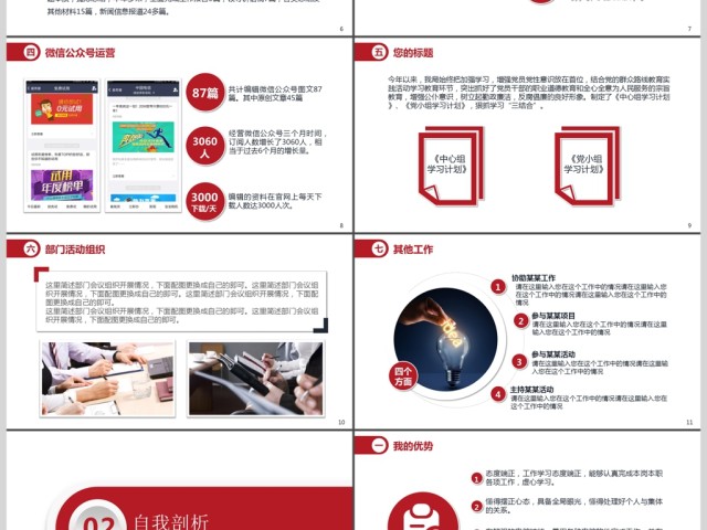 2017年红色大气述职报告通用PPT模板