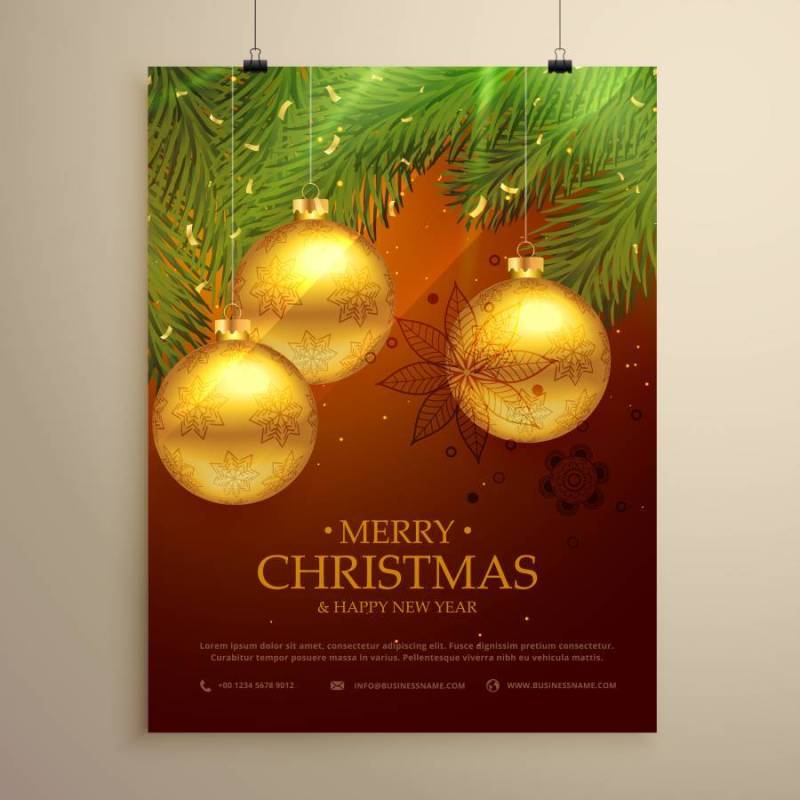 美丽的圣诞快乐圣诞背景设计传单模板