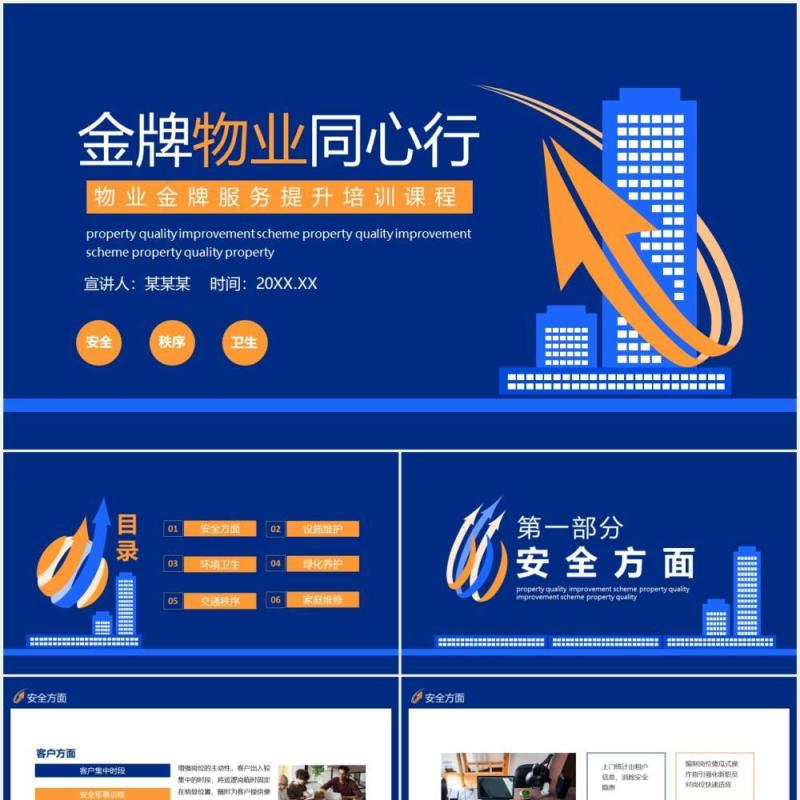 物业金牌服务同心行提升培训动态PPT模板