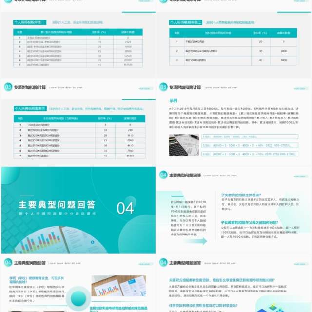 湖蓝色简约风新个人所得税政策培训课件PPT模板 湖蓝色简约风新个人所得税政策培训课件PPT模板