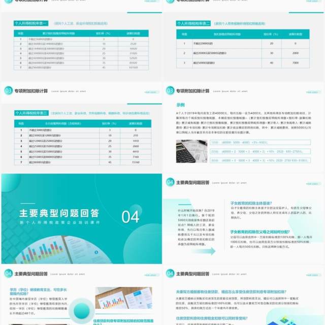 湖蓝色简约风新个人所得税政策培训课件PPT模板