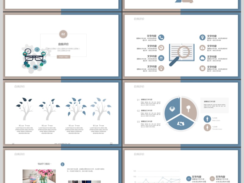 2019灰蓝色简约学术报告PPT模板