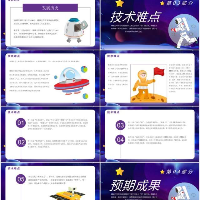蓝色卡通风嫦娥五号成功登月科普宣传通用PPT模板 蓝色卡通风嫦娥五号成功登月科普宣传通用PPT模板