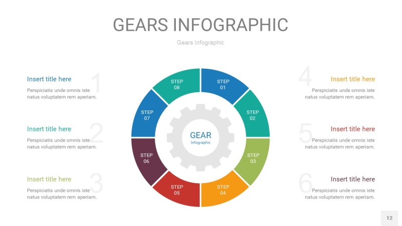 彩色齿轮PPT信息图12
