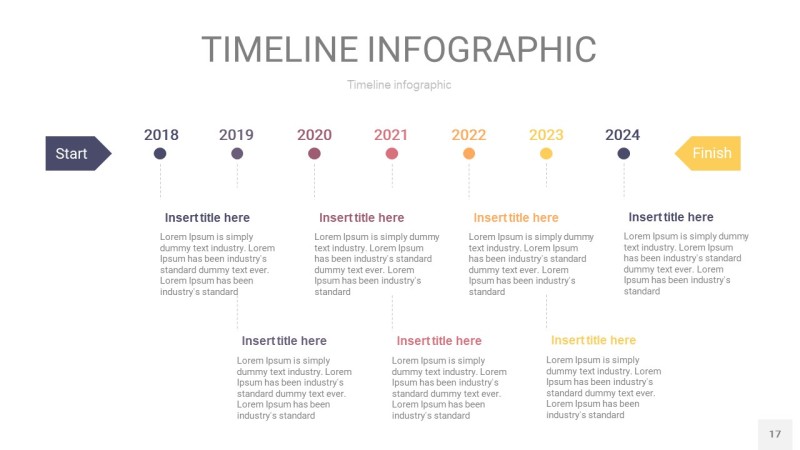渐变紫黄色时间轴PPT信息图17