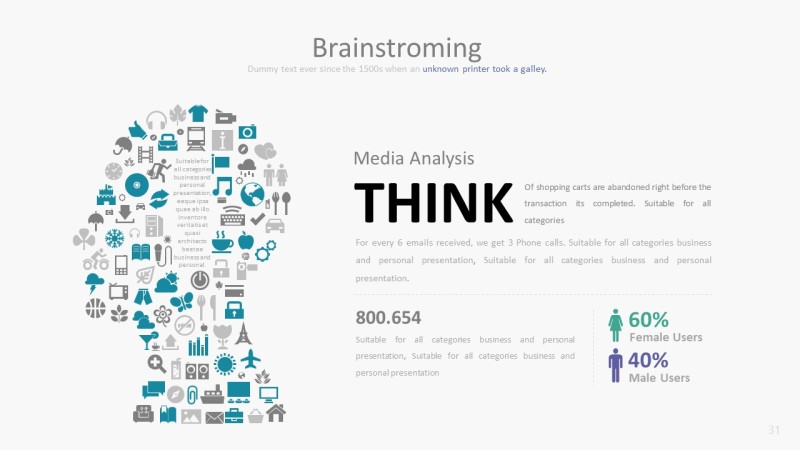 蓝绿色数据统计ppt图表-31