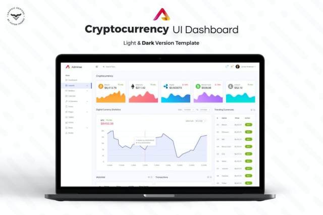 加密货币管理仪表板UI套件网站后台界面设计Cryptocurrency Admin Dashboard UI Kit