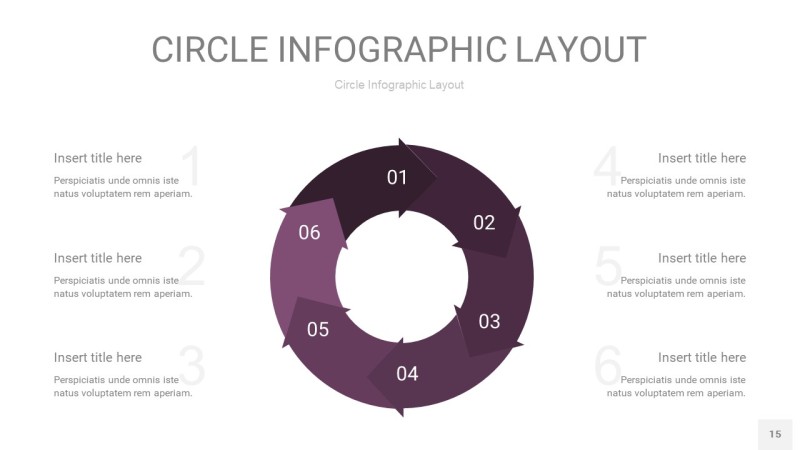 深紫色圆形PPT信息图15