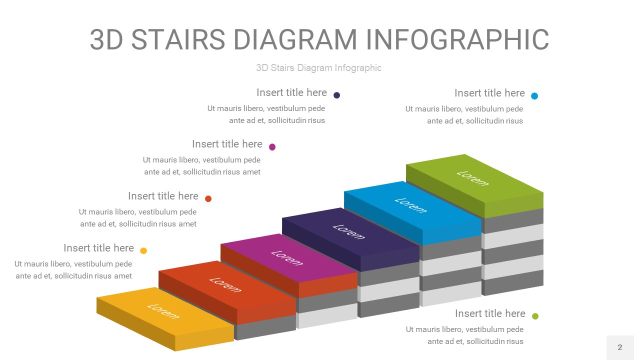 彩色3D阶梯PPT图表2