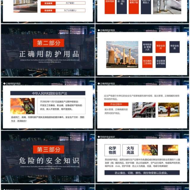 企业三级安全教育培训动态PPT模板