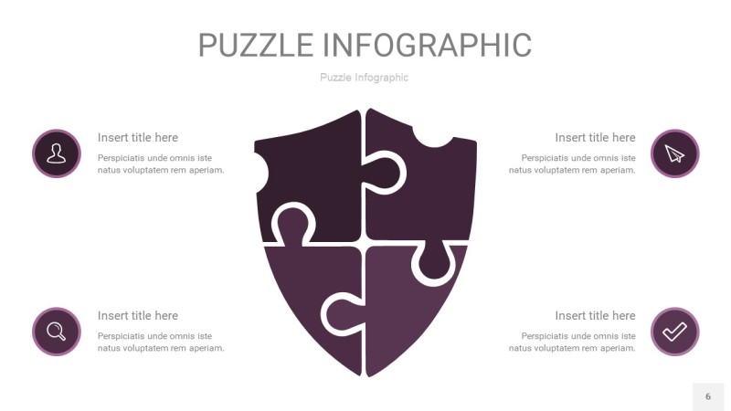 深紫色拼图PPT图表6