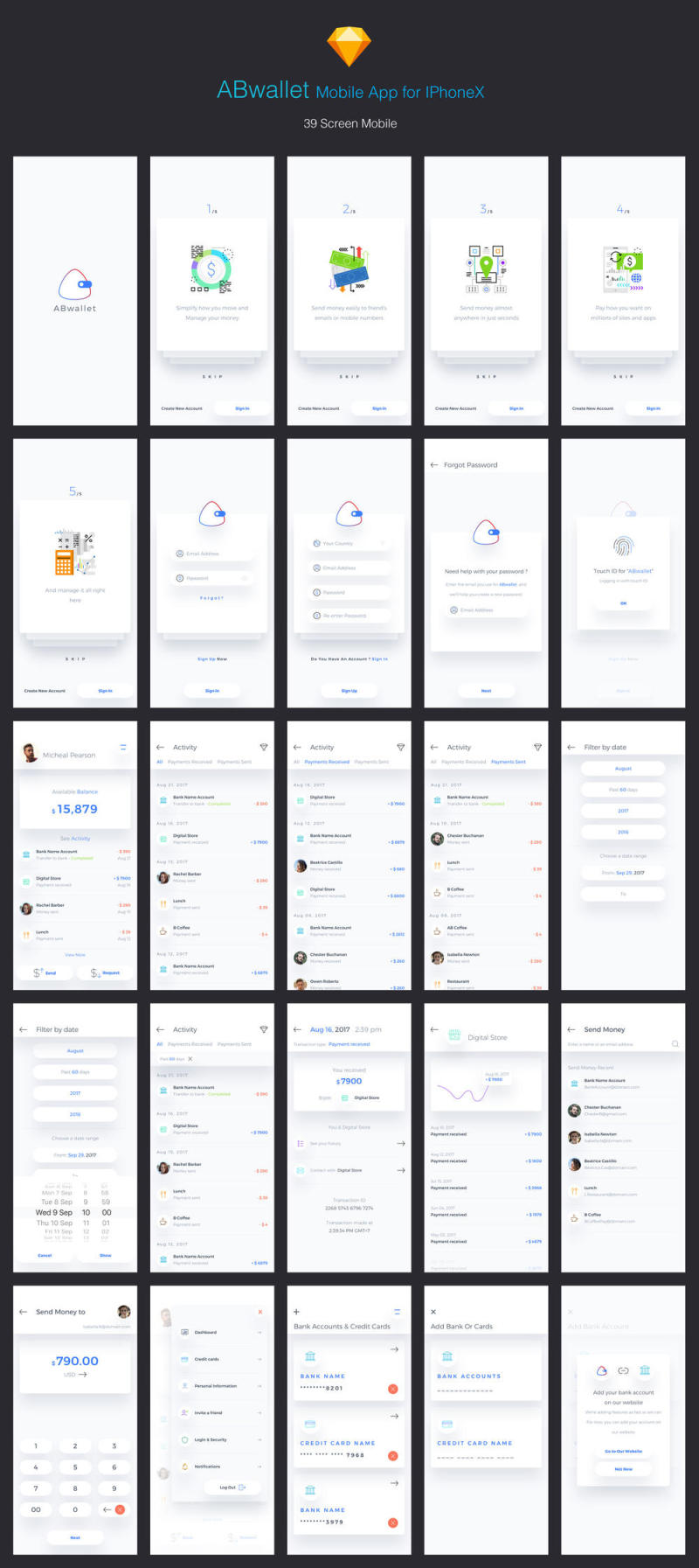 为iPhone X.，AB Wallet Mobile App创建钱包应用程序