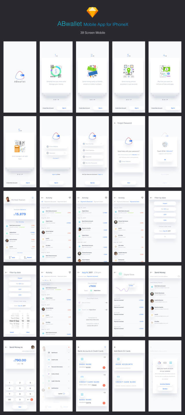 为iPhone X.，AB Wallet Mobile App创建钱包应用程序
