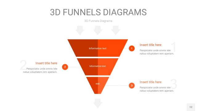 橘红色3D漏斗PPT信息图表12