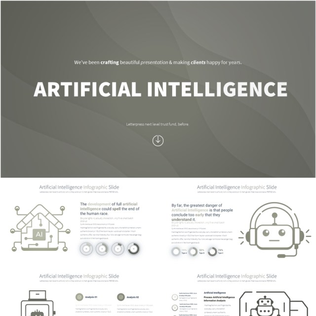 AI人工智能信息图PPT模板Artificial intelligence - Color 11 (Gold)