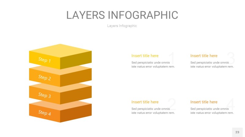 黄色3D分层PPT信息图23