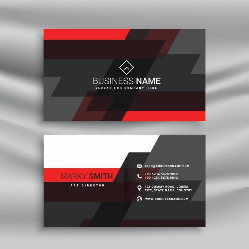 红色和黑色名片模板布局在抽象的风格