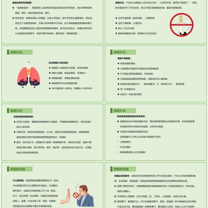 绿色控烟培训课件PPT模板