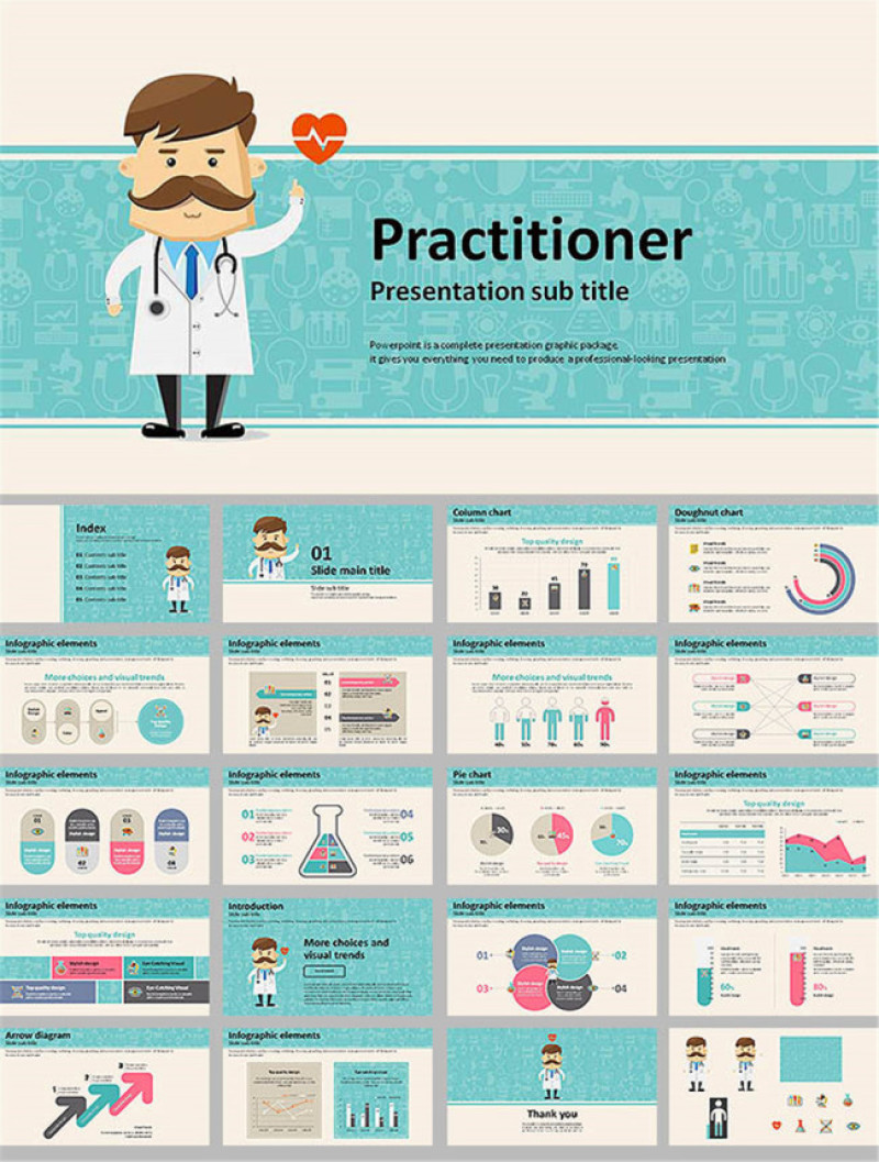 卡通医生医疗行业ppt模板