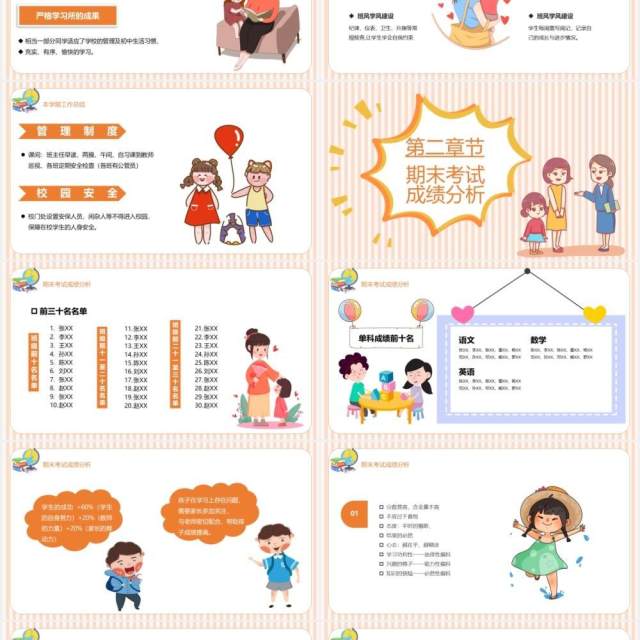 黄色卡通风小学期末家长会宣传课件PPT模板 黄色卡通风小学期末家长会宣传课件PPT模板