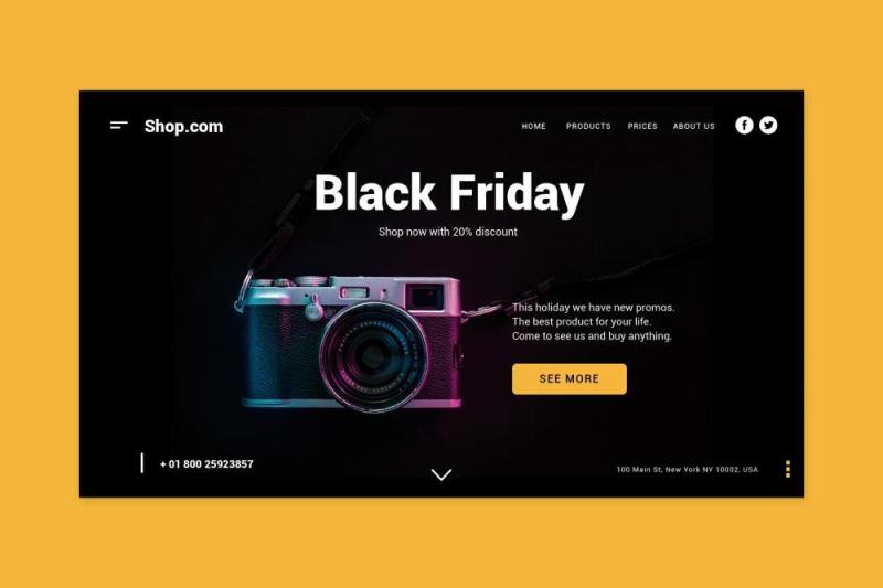 黑色星期五购物登录页UI界面AI矢量设计素材black friday shopping landing page
