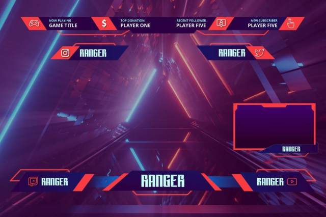 UI界面PSD设计覆盖模板ranger twitch overlay template