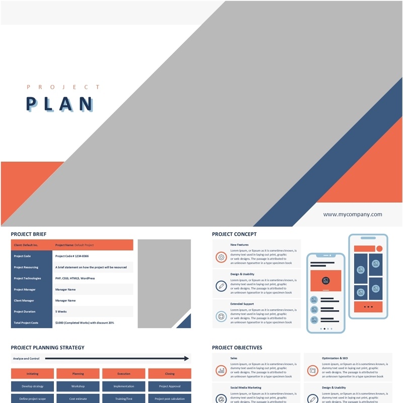 项目计划可插图PPT模板ProjectPlan_Red