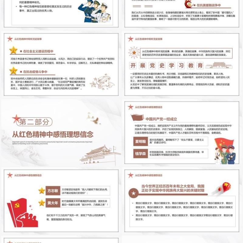 在党史学习教育中赓续传承红色精神PPT模板