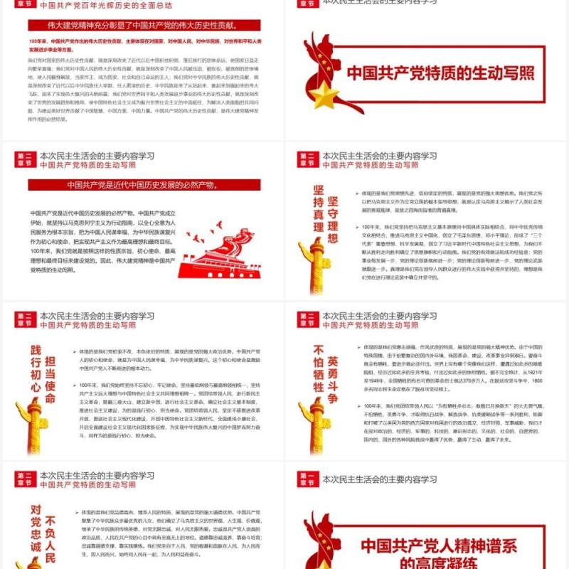 红色简约党政风2022民主生活会PPT模板