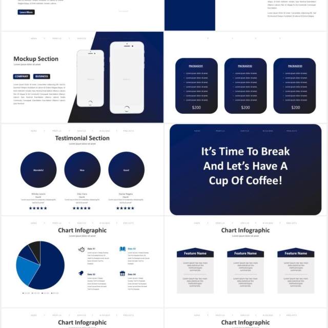 蓝色简约图书馆业务介绍PPT图片排版设计模板Library - Business Powerpoint Template