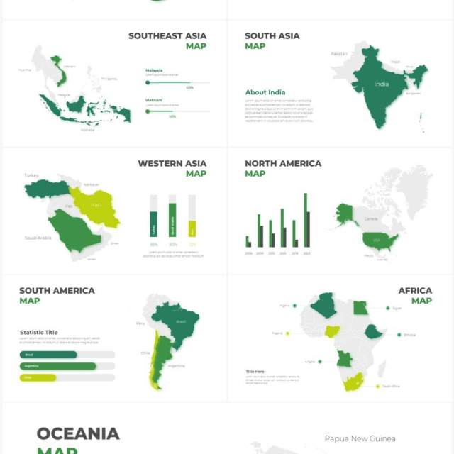 绿色循环关系箭头拼图时间轴PPT信息图表素材Infographic Green