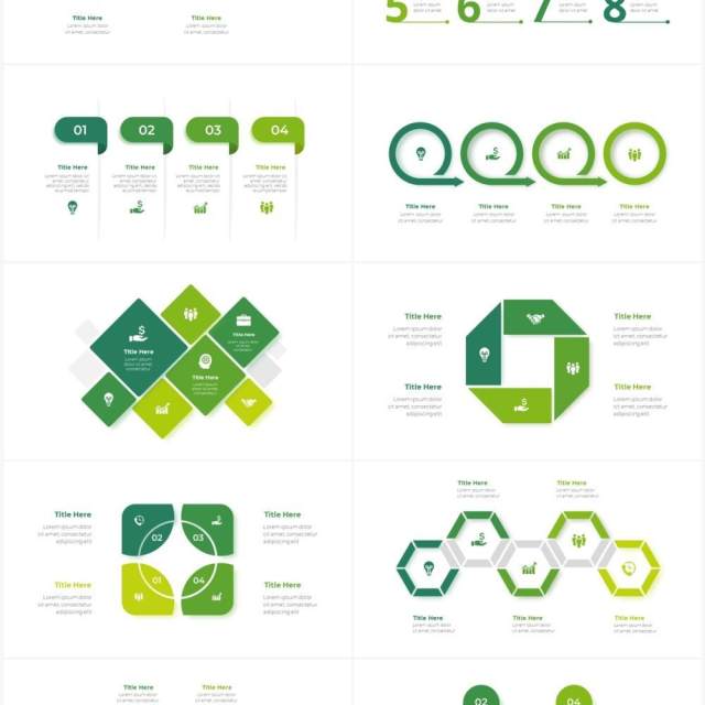 绿色循环关系箭头拼图时间轴PPT信息图表素材Infographic Green