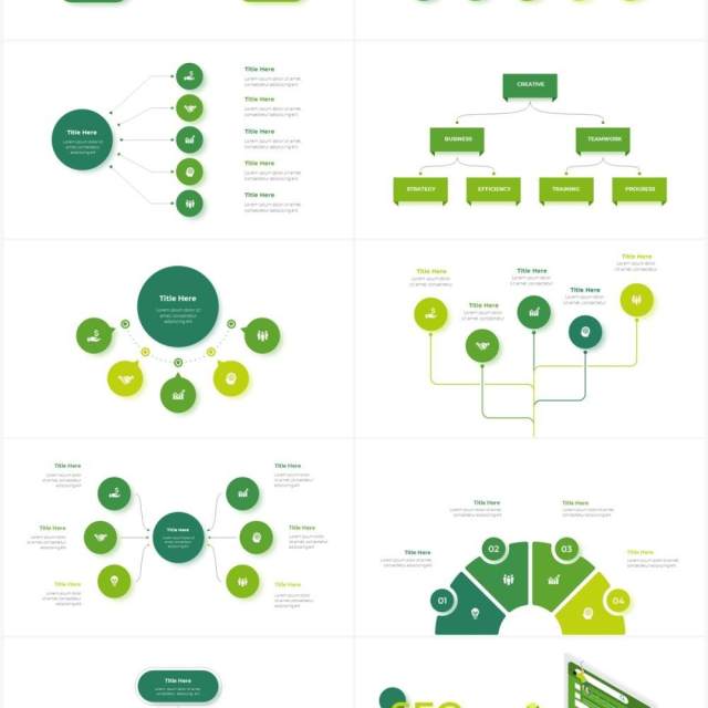 绿色循环关系箭头拼图时间轴PPT信息图表素材Infographic Green