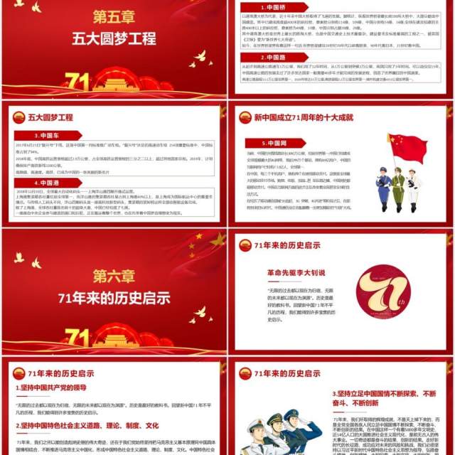 红色庆祝中华人民共和国成立71周年国庆党政党建PPT模板