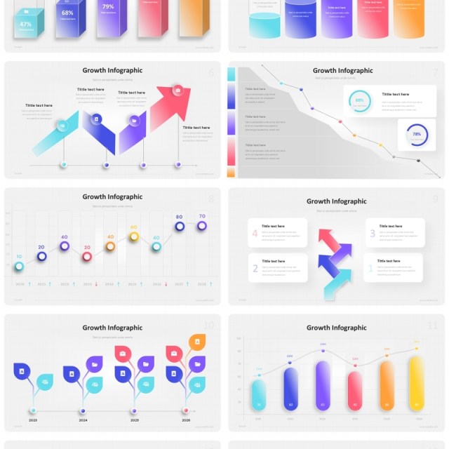 商业数据增长信息图表PPT模板Growth Infographic Business Presentation