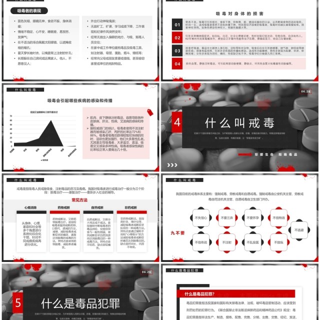 黑红简约风全民禁毒宣传月PPT模板