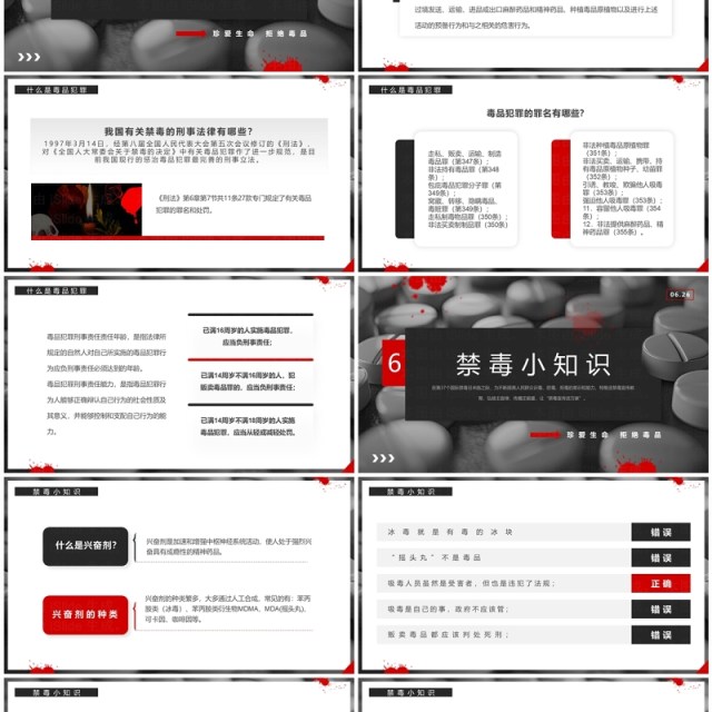 黑红简约风全民禁毒宣传月PPT模板 黑红简约风全民禁毒宣传月PPT模板