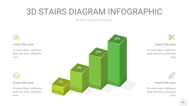 渐变绿色3D阶梯PPT图表18